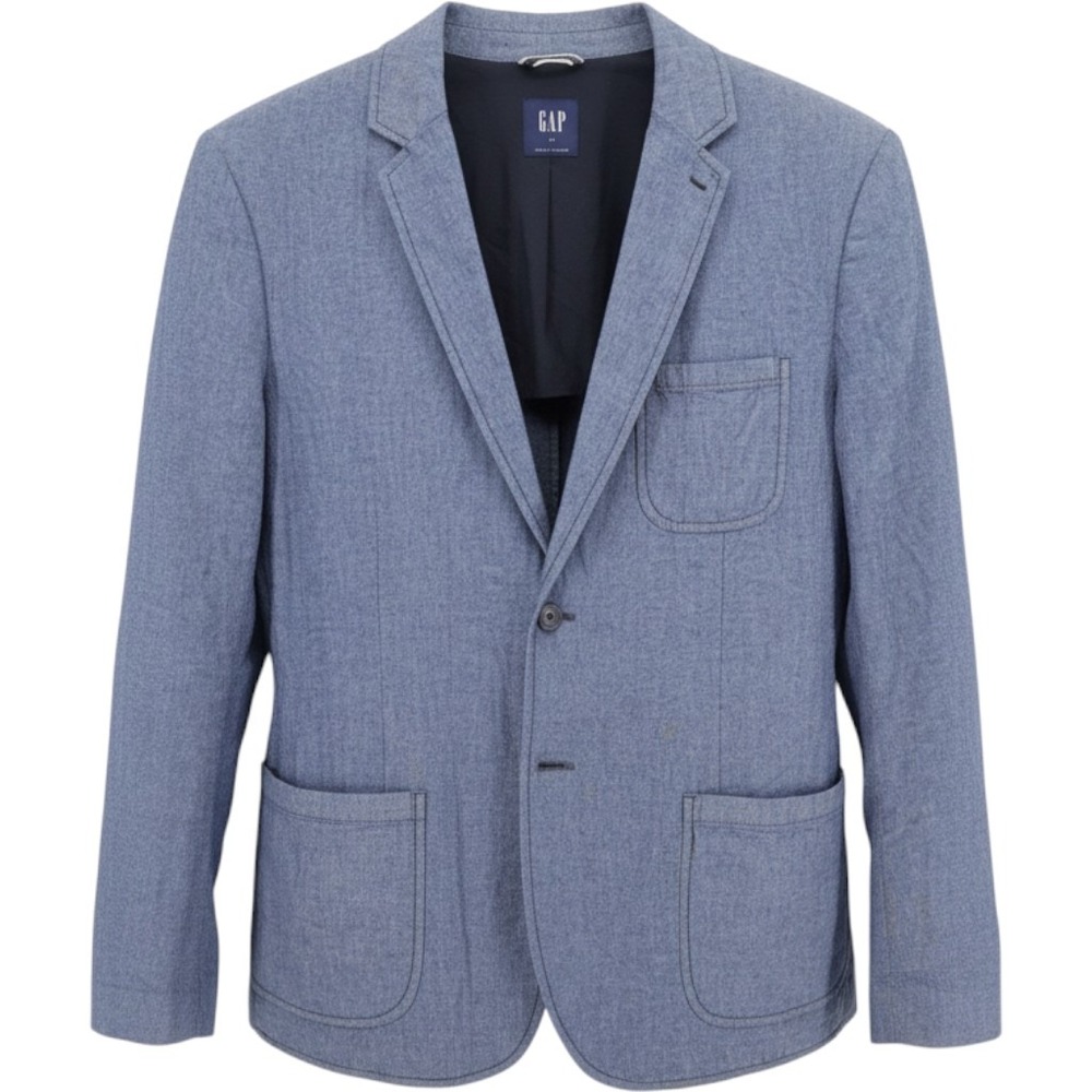 Gap Cotton Chambray Sport Coat Blazer Blue Mens XL